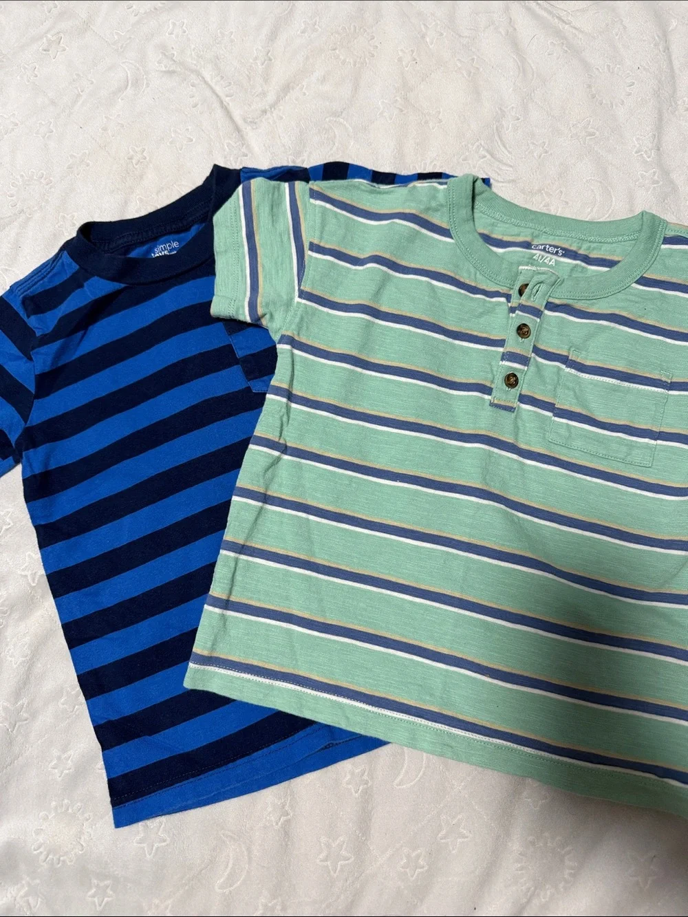 Carter's Blue & Mint Green Striped Short Sleeve Tee Set 4T